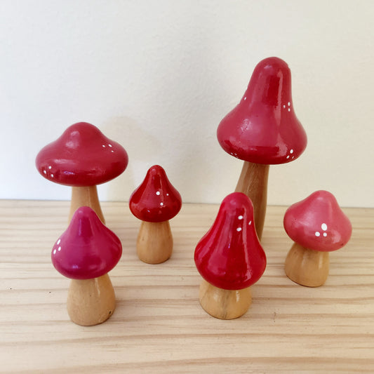 Set of 6 hand painted mushrooms